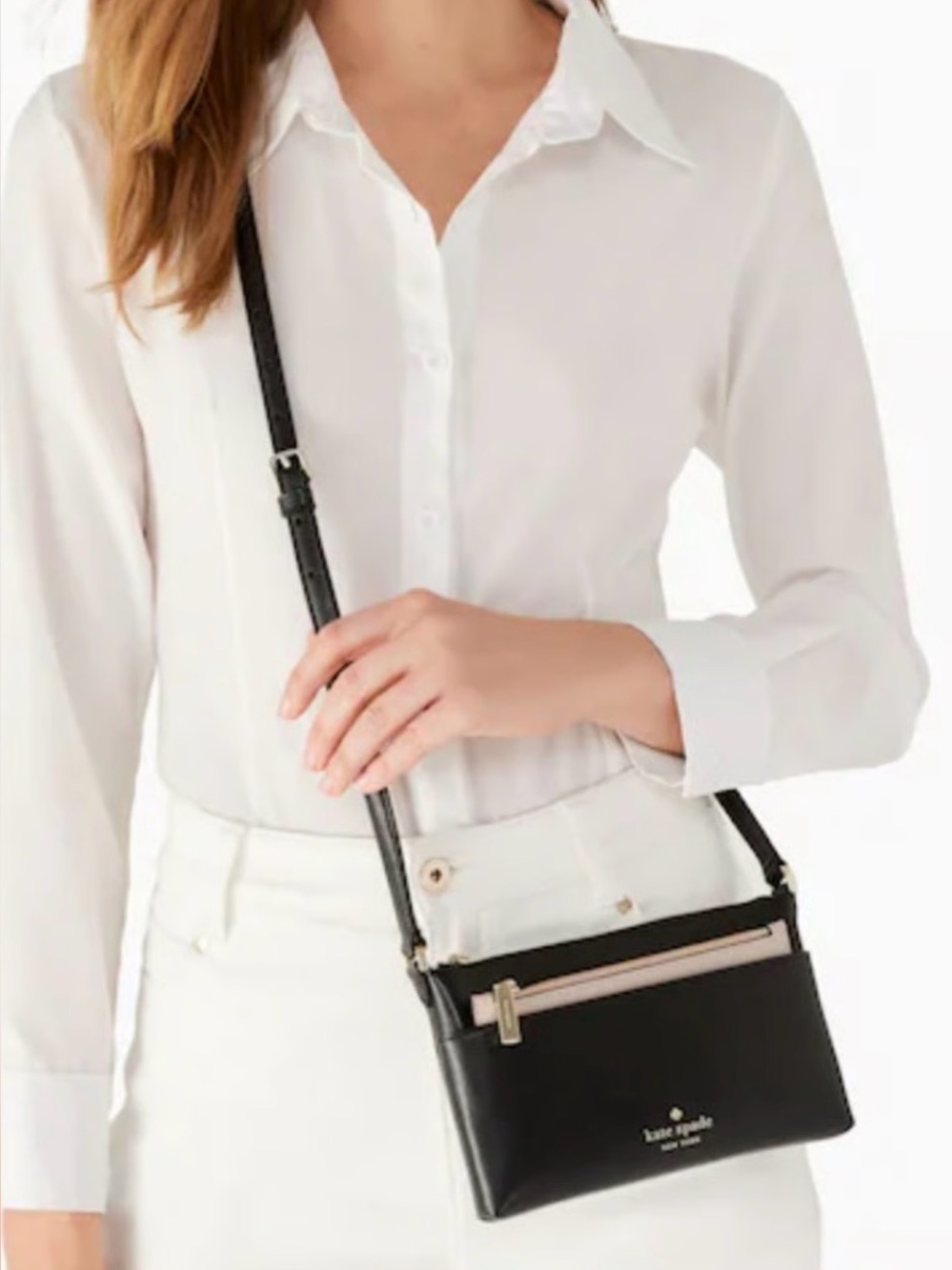 kate spade Black Crossbody Wallet with Pale Pink Front Pocket - Picture 6 of 6